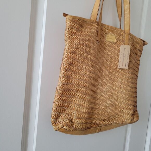 Sirimiri Handcrafter Braided Leather Tote bag Mustard BOHO Soft NWT - Picture 6 of 12